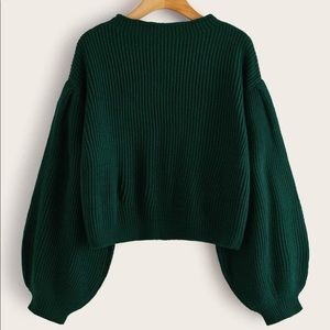 Emery Rose emerald green drop bishop sleeve sweater